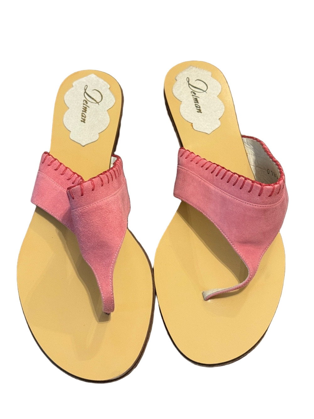 Delman Lightweight Pink Suede Thong Sandals Size 9.5 NWOT